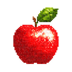 Pixelated Red Apple Illustration