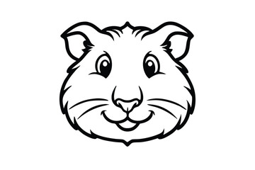 Adorable hamster face with a cheerful smile is presented in black and white