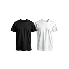 Black and white casual basic t-shirts apparel mockup on transparent background