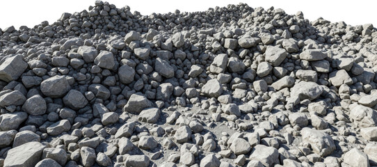 A pile of rough grey rocks and stones natural background texture gravel transparent background