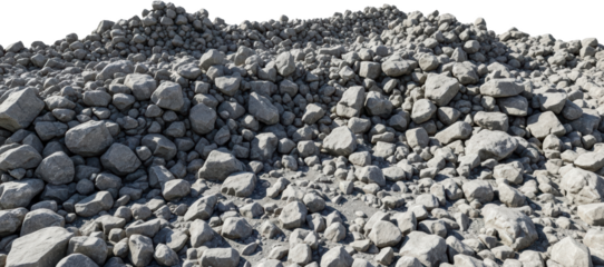A pile of rough grey rocks and stones natural background texture gravel transparent background