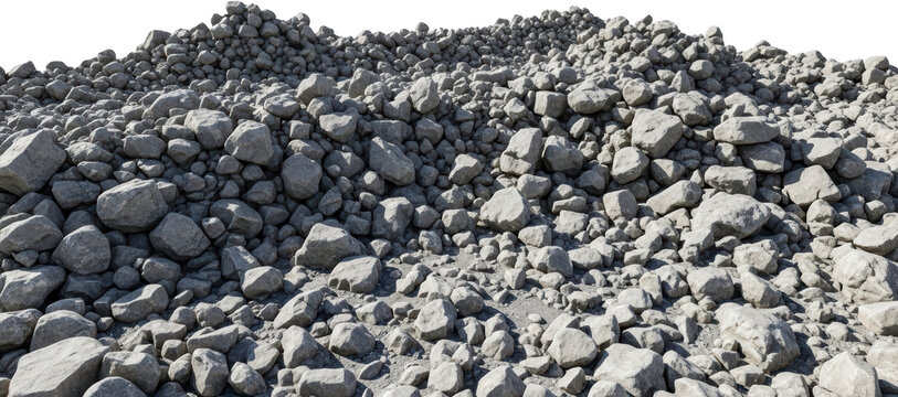 A pile of rough grey rocks and stones natural background texture gravel transparent background