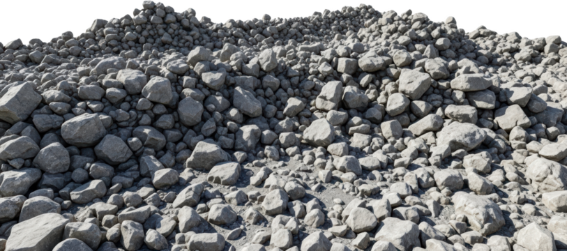 A pile of rough grey rocks and stones natural background texture gravel transparent background - Powered by Adobe