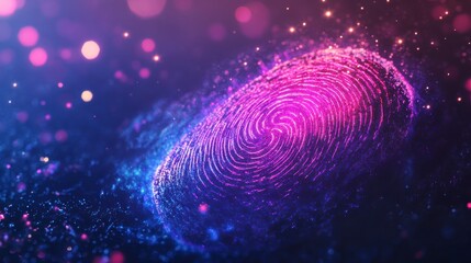 Abstract glowing fingerprint, digital identity, security concept. (1)