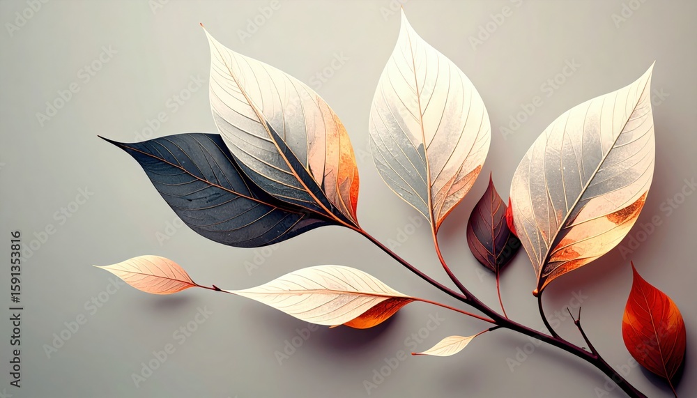 Poster captivating autumn leaves nature high-resolution image artistic display close-up view colorful palet