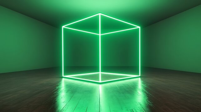 Neon green cube room - Powered by Adobe