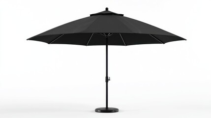 Obraz premium Large, black, patio umbrella with a sturdy, round base and tilt mechanism
