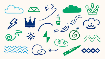 Vector Doodle Icon Set in Hand-Drawn Style