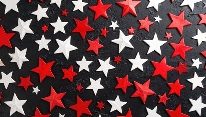 Red and white stars on a dark background