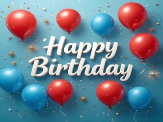 Happy birthday design. Birthday greeting text with balloons for invitation card template, elements decoration for postcard lay out collection