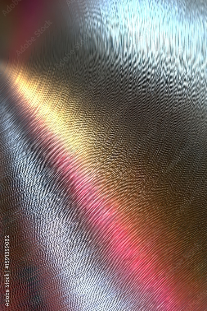 Poster abstract metallic surface with colorful light reflection in modern artistic style