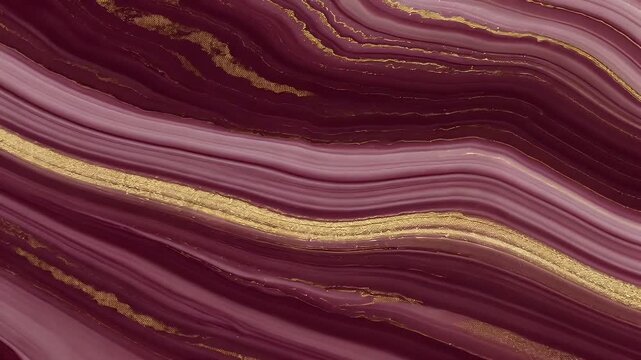 Abstract burgundy and gold fluid art motion background with marble texture effect