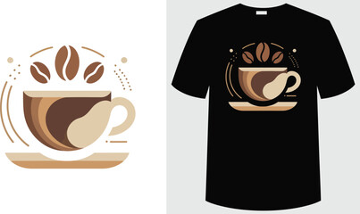 T shirt design a cup of coffee with beans graphic design