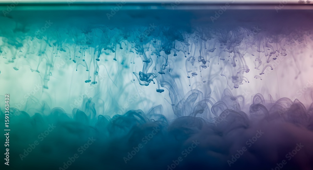 Poster abstract image of colorful ink dissolving and swirling in water, creating a mesmerizing and ethereal
