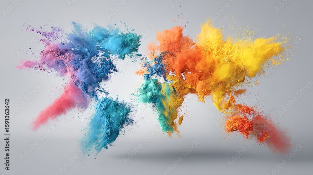 Poster a vibrant explosion of colorful powder creating a dynamic abstract design.