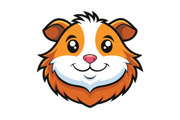 Cheerful guinea pig face has happy expression and distinct orange and white color