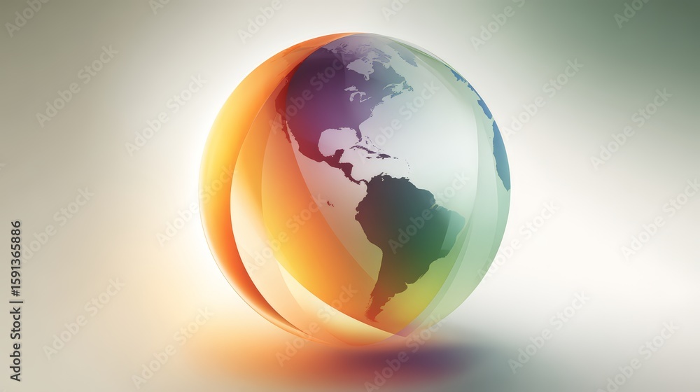 Poster abstract globe design representing global connections and innovation.