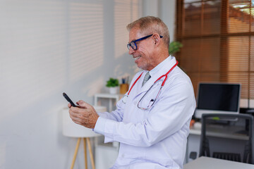 healthcare, Mala doctor character holds clipboard and standing in workplace.Professional...