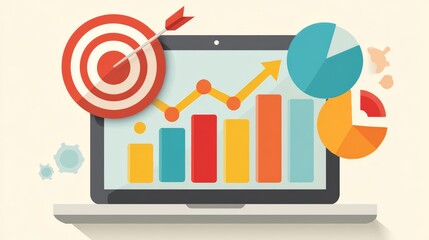 An illustration of data analytics showing growth trends and performance metrics.