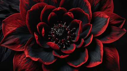 Hyper realistic Close-Up of black and red Flower background