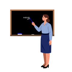 female teacher teaching students flat vector illustration version