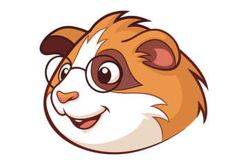 Smiling cartoon guinea pig with glasses seems intelligent and very cute