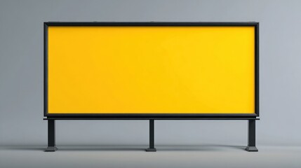 Fototapeta premium A vibrant yellow blank billboard on a grey background, ready for advertising