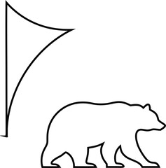 Bear outline clip art in white on a black background, perfect for digital use, signage, or emblem creation.