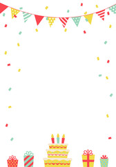 バースデーカード_誕生日パーティー背景（タテ） 