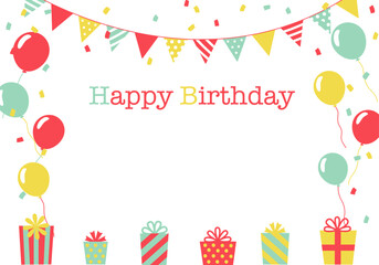 バースデーカード_誕生日パーティー背景（ヨコ） happy birthday