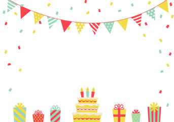 バースデーカード_誕生日パーティー背景（ヨコ） 