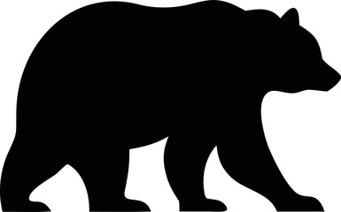 Minimalist black bear silhouette, standing or walking, for animal-themed artwork, shirts, or branding.
