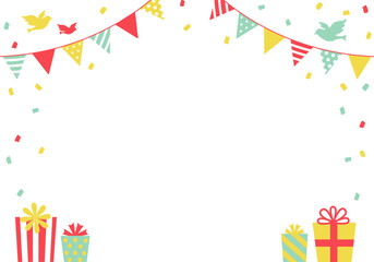 バースデーカード_誕生日パーティー背景（ヨコ） 