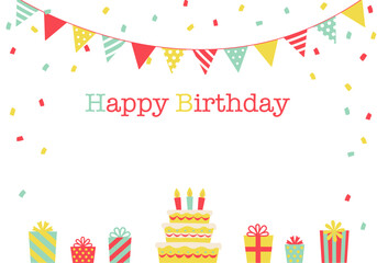 バースデーカード_誕生日パーティー背景（ヨコ） happy birthday