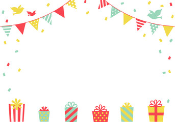 バースデーカード_誕生日パーティー背景（ヨコ） 