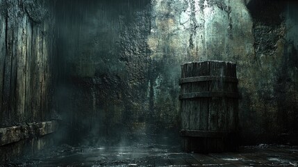 Dark, rain-soaked cellar
