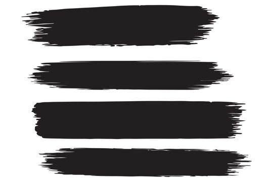 Vector brush streaks pack marker ink strokes grunge. Collection of vector paint bold brush strokes, hand drawn thick grunge lines and rectangle shapes modern grunge. Ink brush stroke set, black grunge