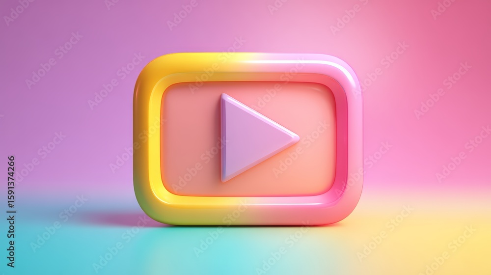 Aufkleber vibrant play button graphic with gradient colors on a soft background.