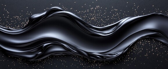 Abstract liquid form with gold glitter
