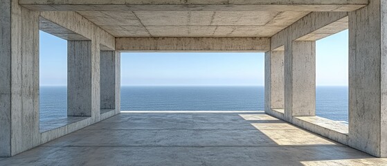 Empty concrete structure overlooking the ocean