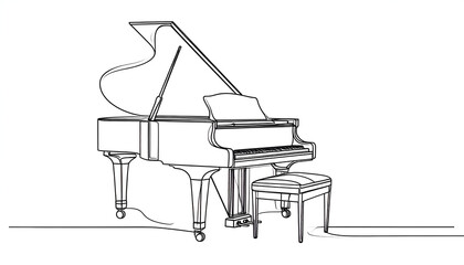 Line Art Drawing of a Grand Piano