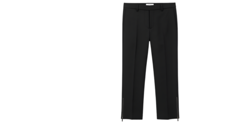Dark trousers with zip details.