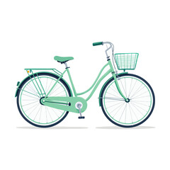 Vintage Mint Green Bicycle with Basket Illustration

