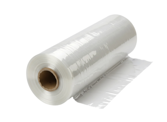 Roll of clear plastic food wrap isolated on transparent background
