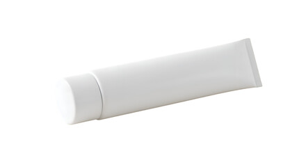 Blank white tube with cap on black background.