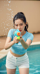 겨울 워터밤 축제의 즐거운 순간, Winter Water Festival Joyful Moment
