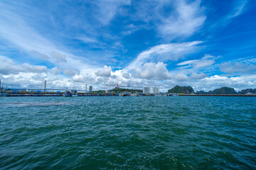 Beachfront at the Cruise ship pier in Ha Long Bay, Vietnam