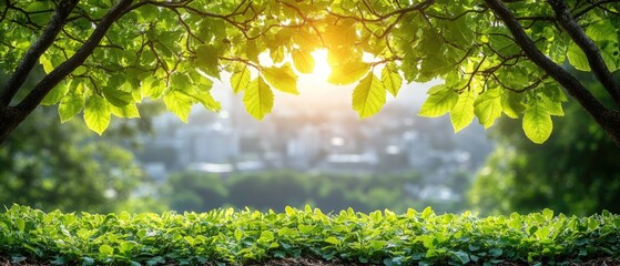 Obraz premium Sunny park scene with lush greenery