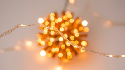 Soft focus warm golden fairy lights creating a bokeh effect