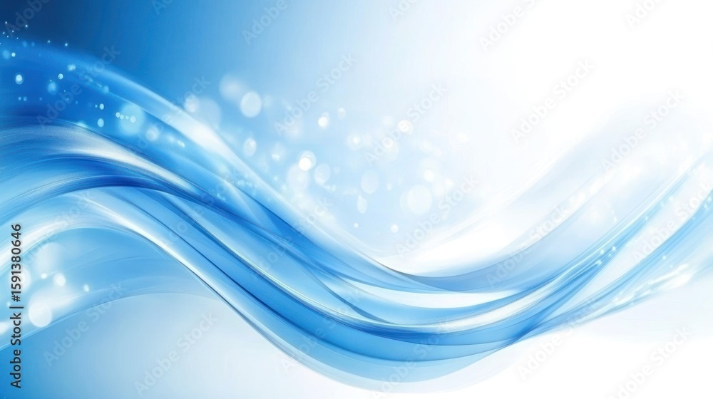 Poster abstract blue wave background with light bokeh effect for presentations